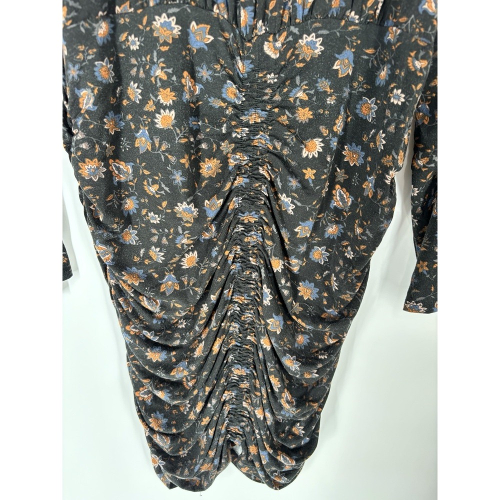 Evereve Womens Lorelai Ruched Bodycon Dress Sz Large Dark Romantic Boho Cottage - Picture 11 of 16